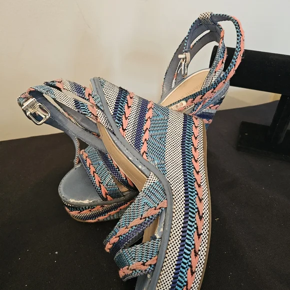 Gianni Bini Blue and Pink Espadrilles with Intricate Straps - Picture 3 of 6